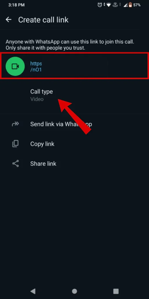 WhatsApp Call Link Feature