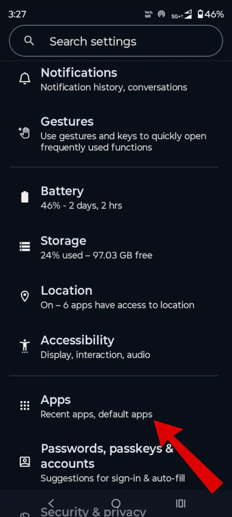 Check grant permissions from settings Android
