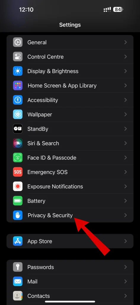 Check grant permissions from settings iPhone